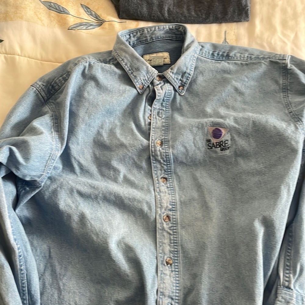 Sabre company mens Jean button down shirt xl